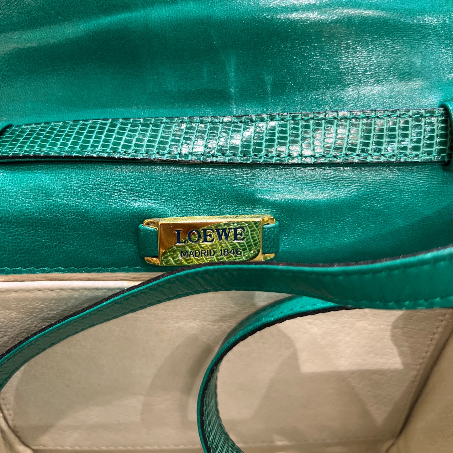 Loewe Vintage Anagram Lizard Shoulder Bag