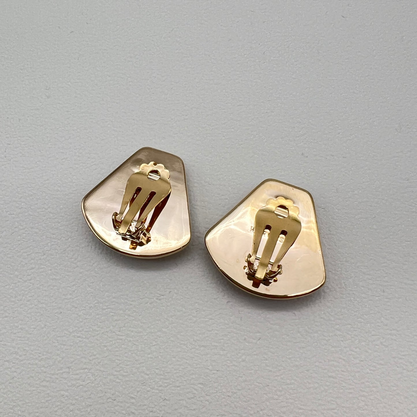 Hermes Vintage Blue Enamelled Golden Clip-on Earrings