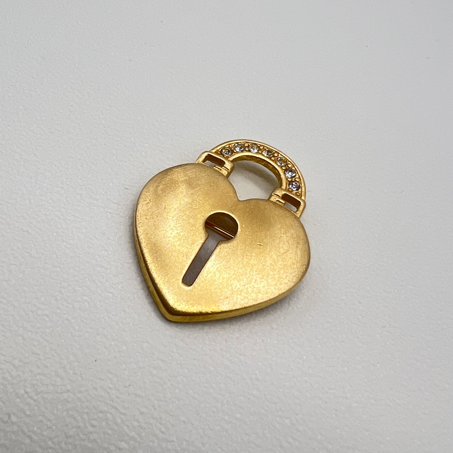 Givenchy Vintage GG Logo Heart Lockwith Rhinestone Golden Brooch