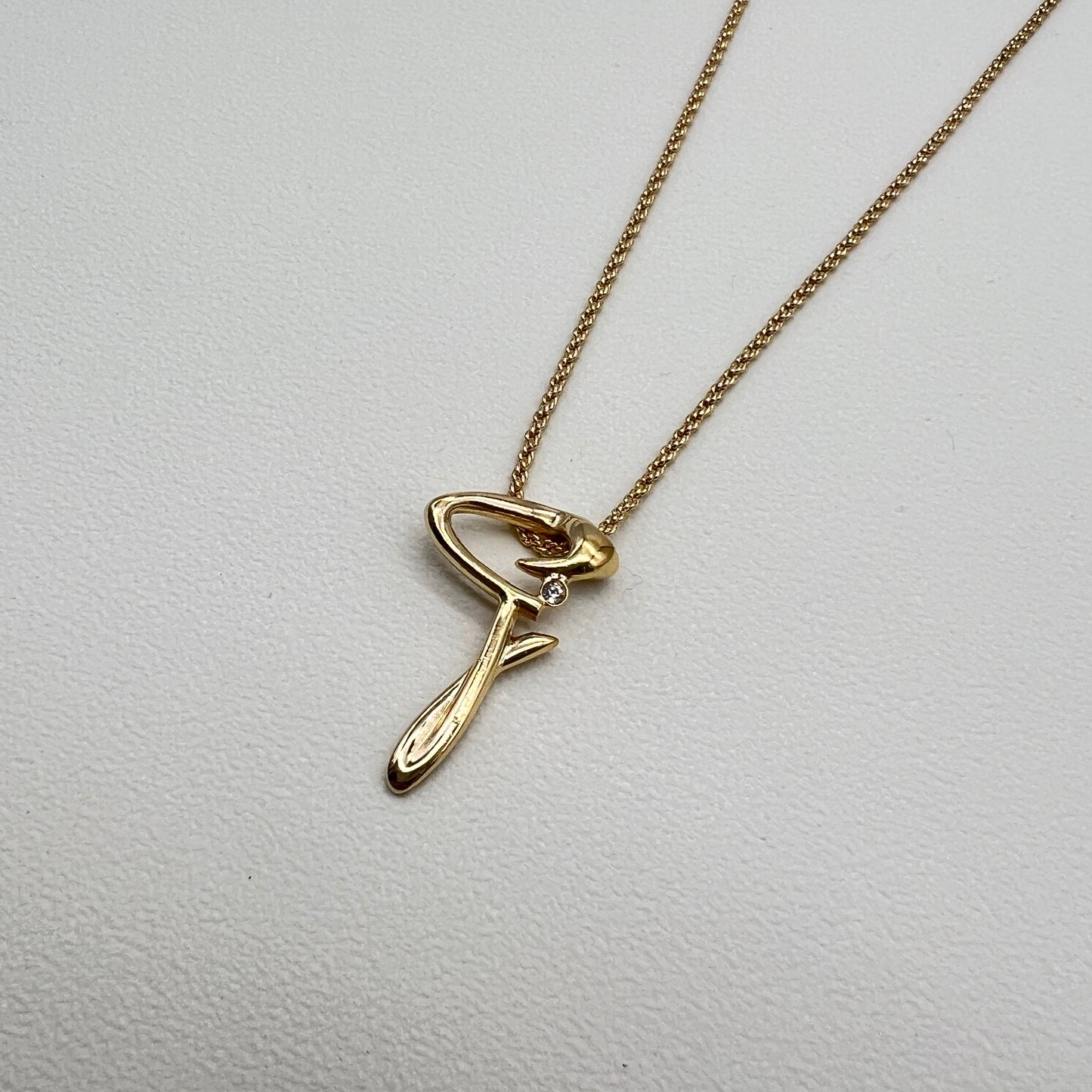 Givenchy Vintage Cursive G Logo Pendant Golden Necklace