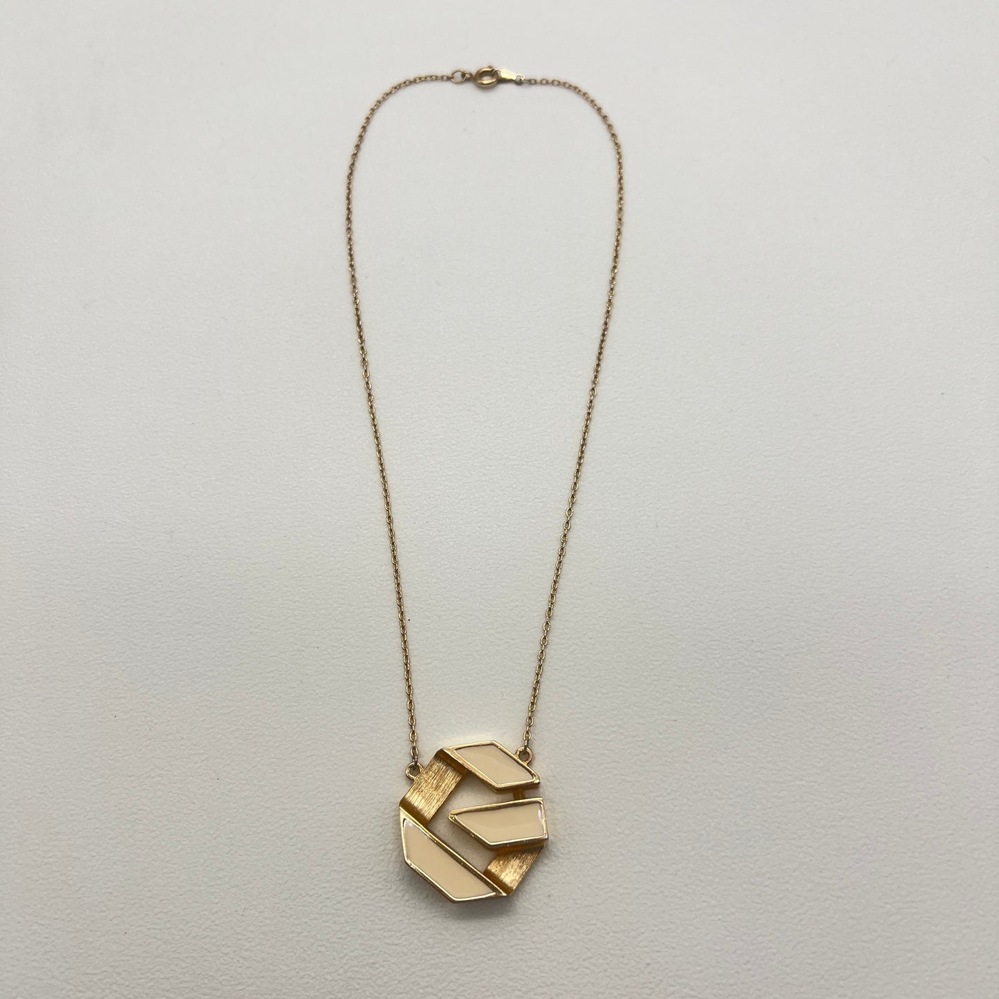 Givenchy Vintage G Logo White and Golden Pendant Necklace