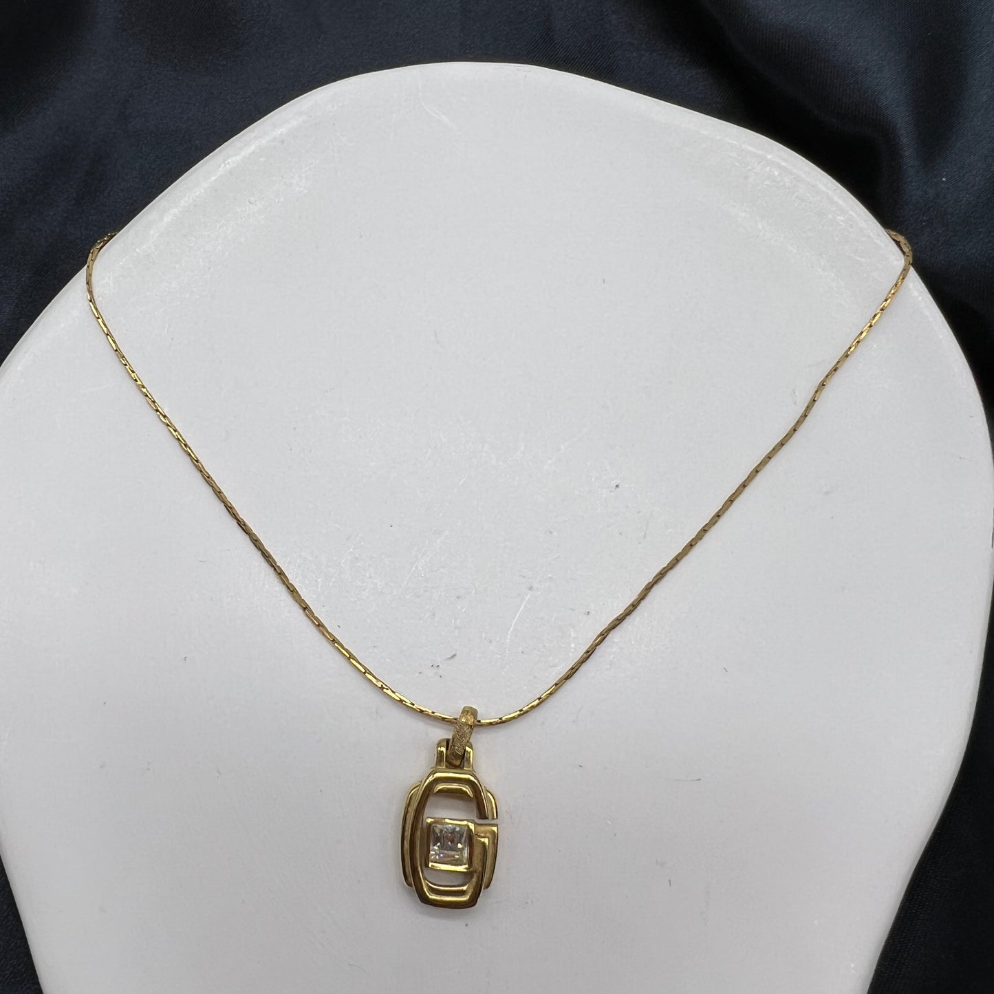Givenchy Vintage Square Rhinestone Golden Necklace