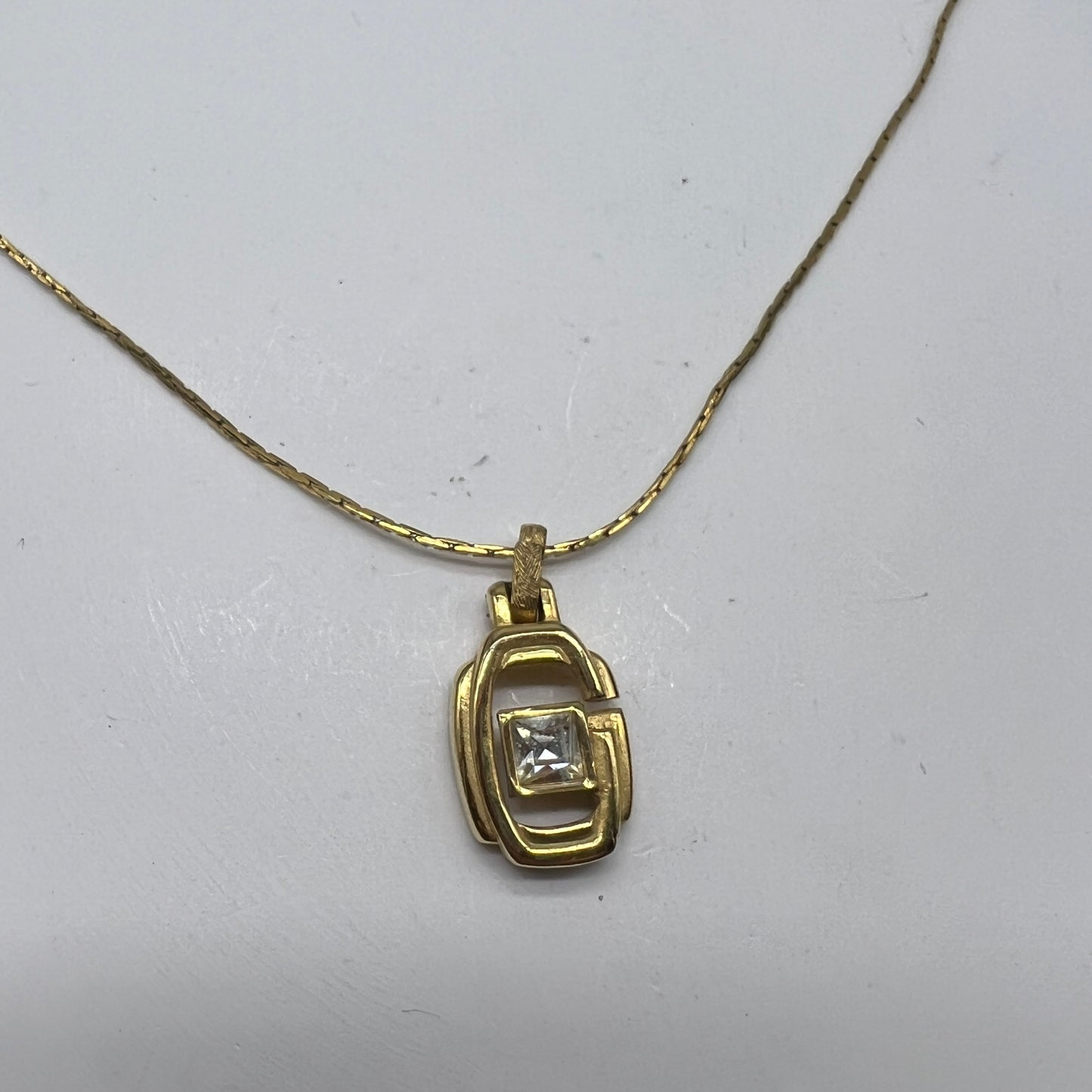 Givenchy Vintage Square Rhinestone Golden Necklace