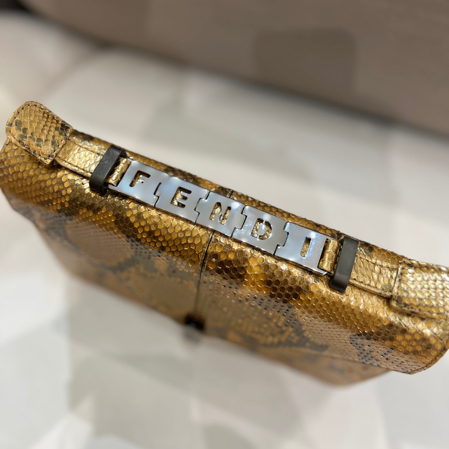 Fendi Vintage Snake Skin Leather With Top Handle