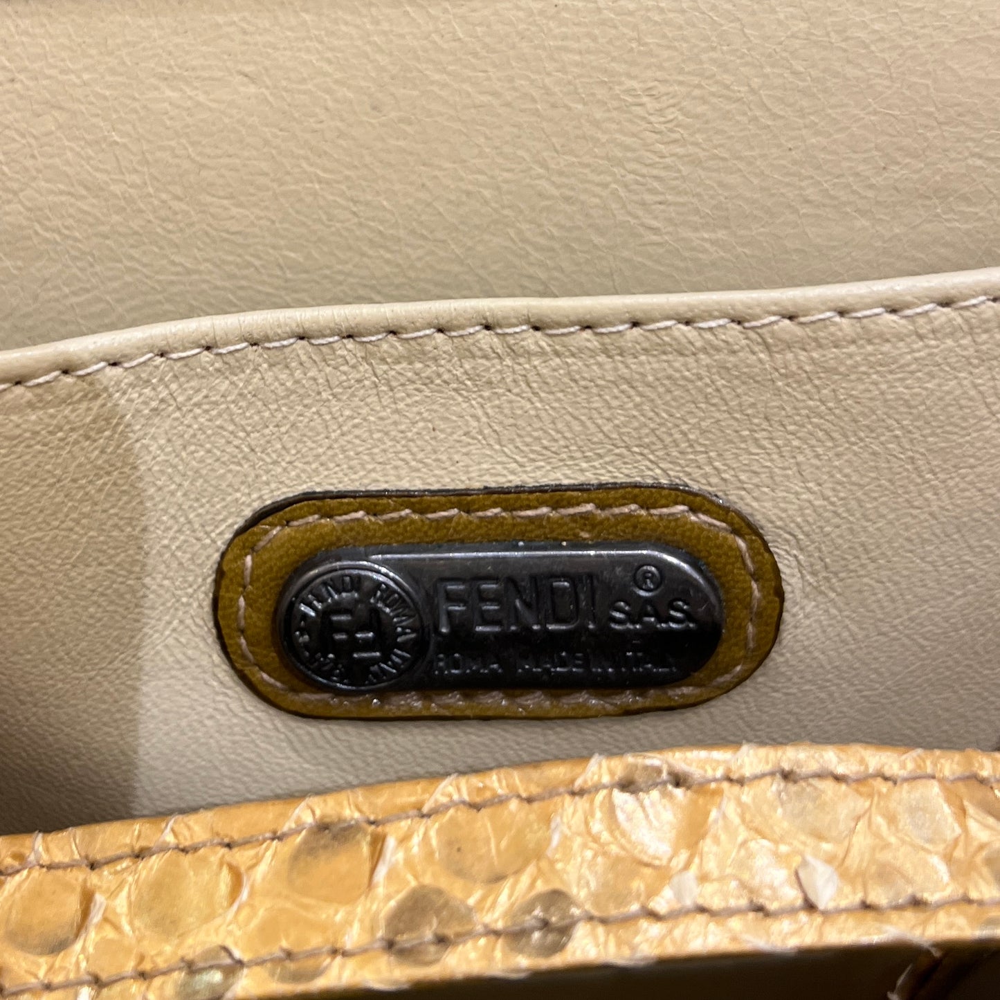 Fendi Vintage Snake Skin Leather With Top Handle