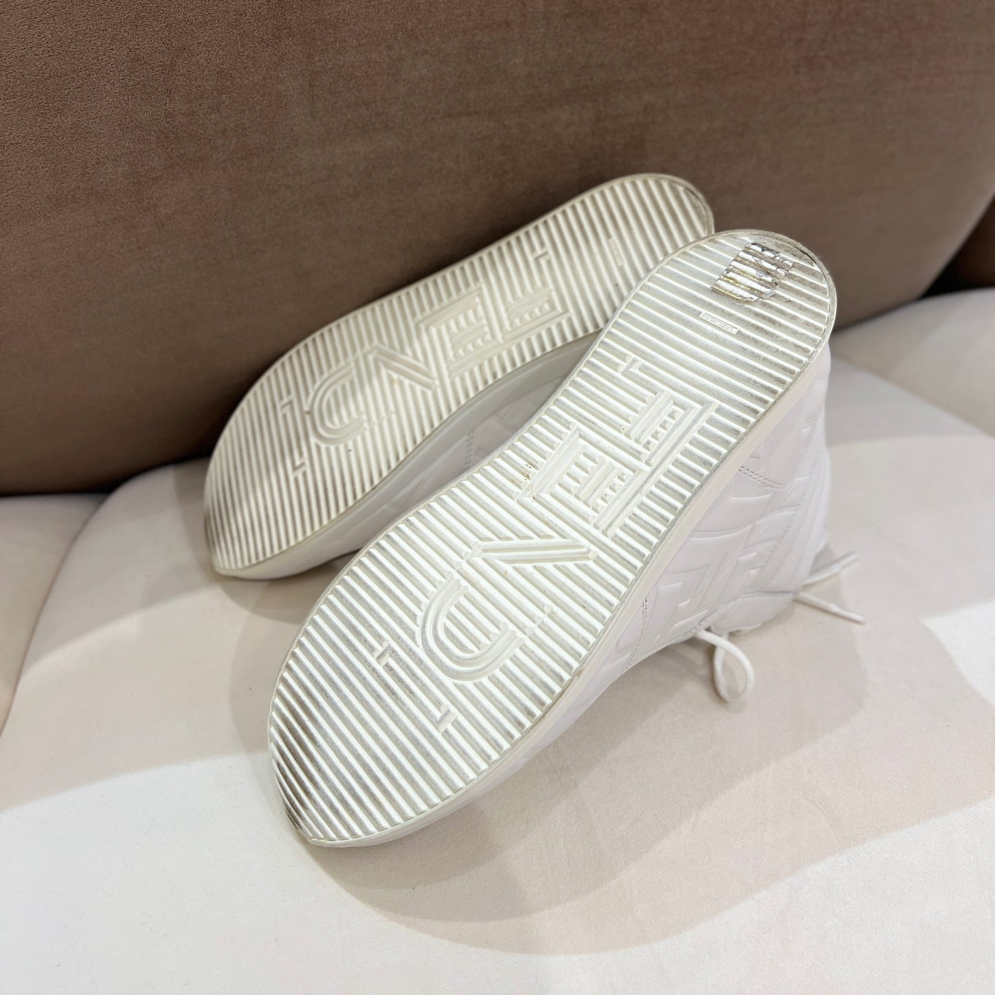 Fendi Vintage White Leather Zucca Sneaker