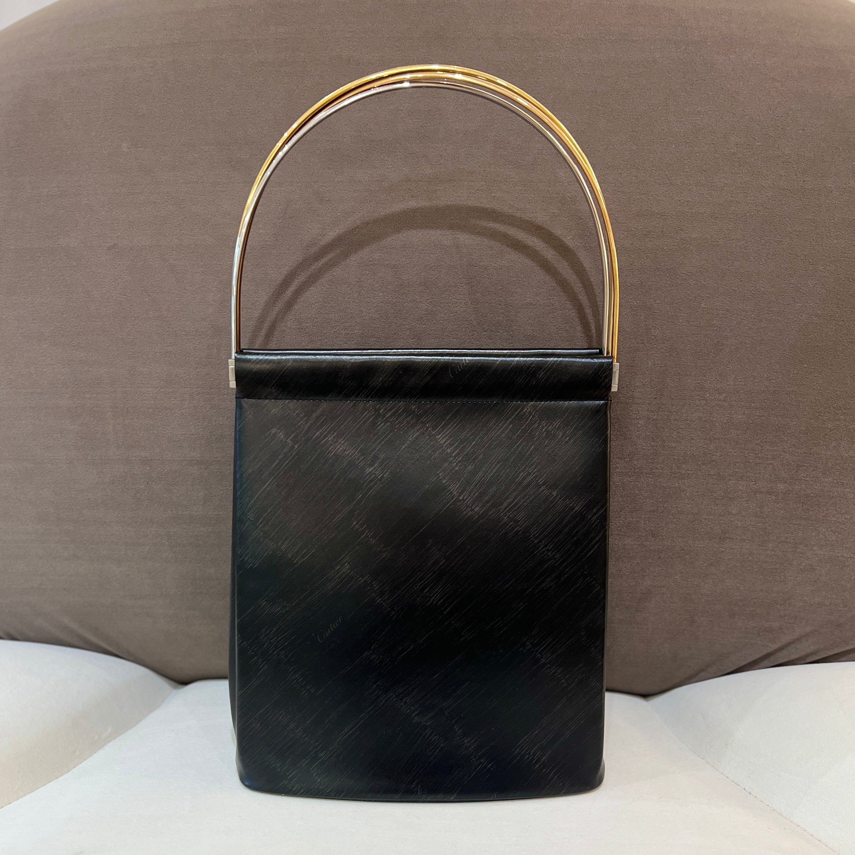 Cartier Trinity Handbag Black Leather With Three Color Hardware