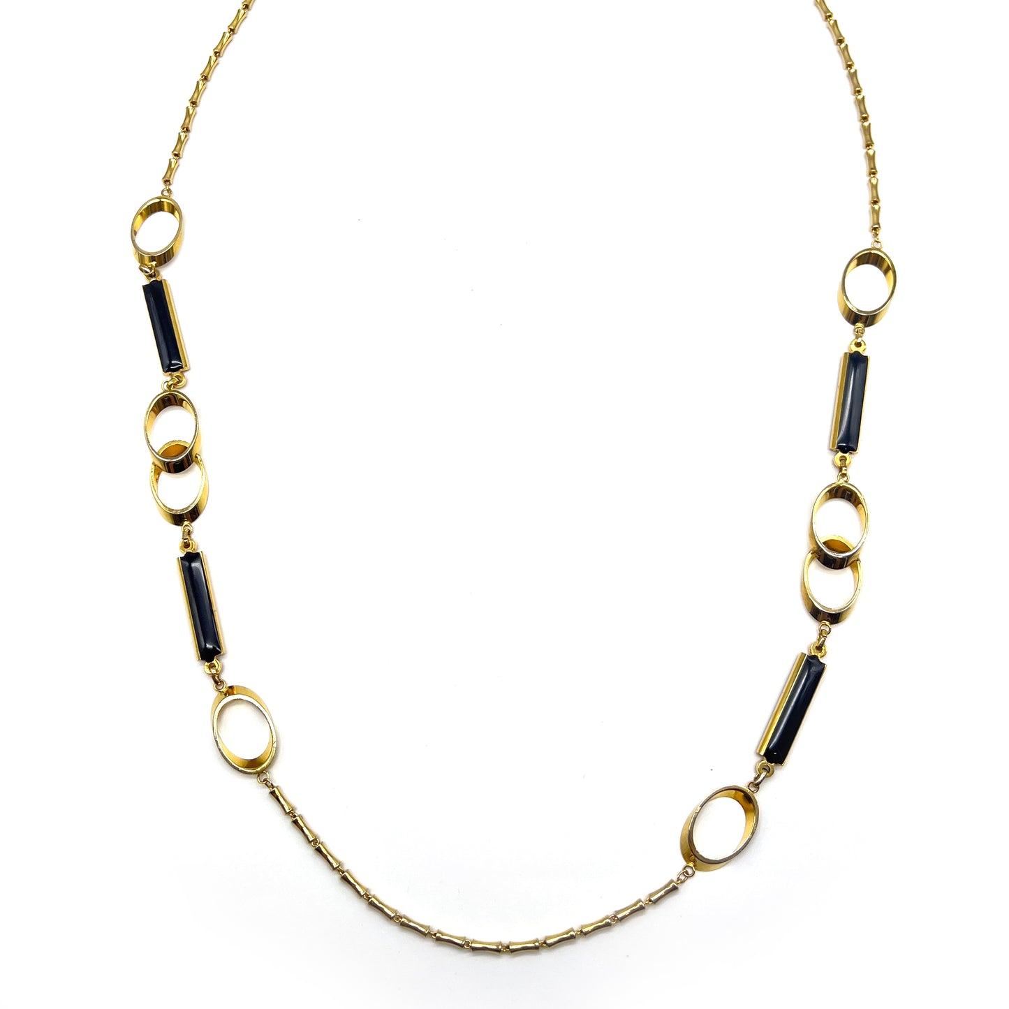 Pierre Cardin Vintage Black With Golden Circle Necklace