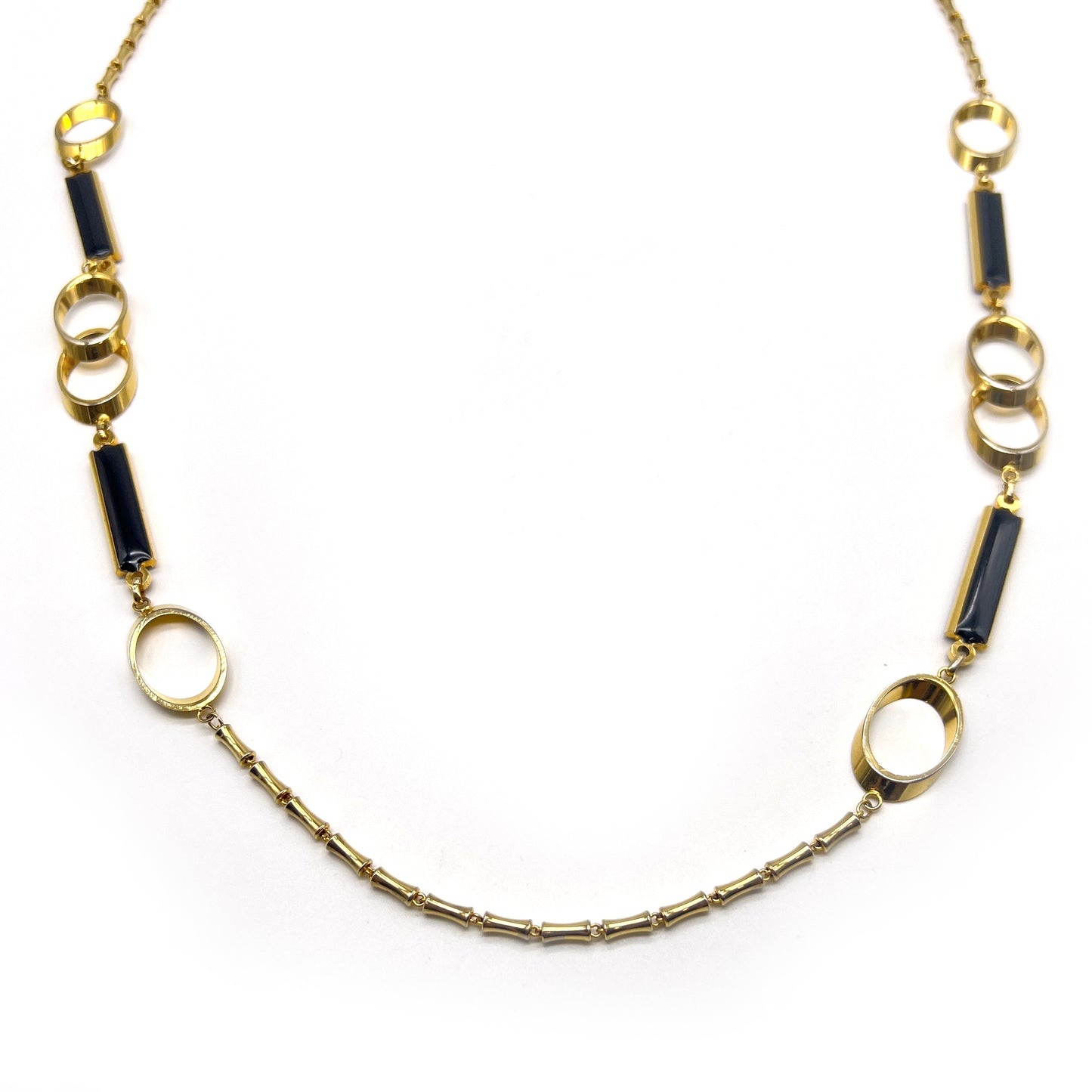 Pierre Cardin Vintage Black With Golden Circle Necklace
