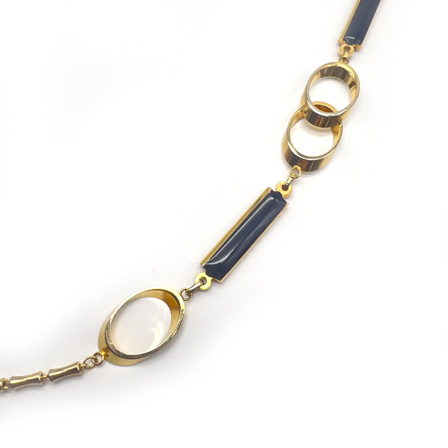 Pierre Cardin Vintage Black With Golden Circle Necklace