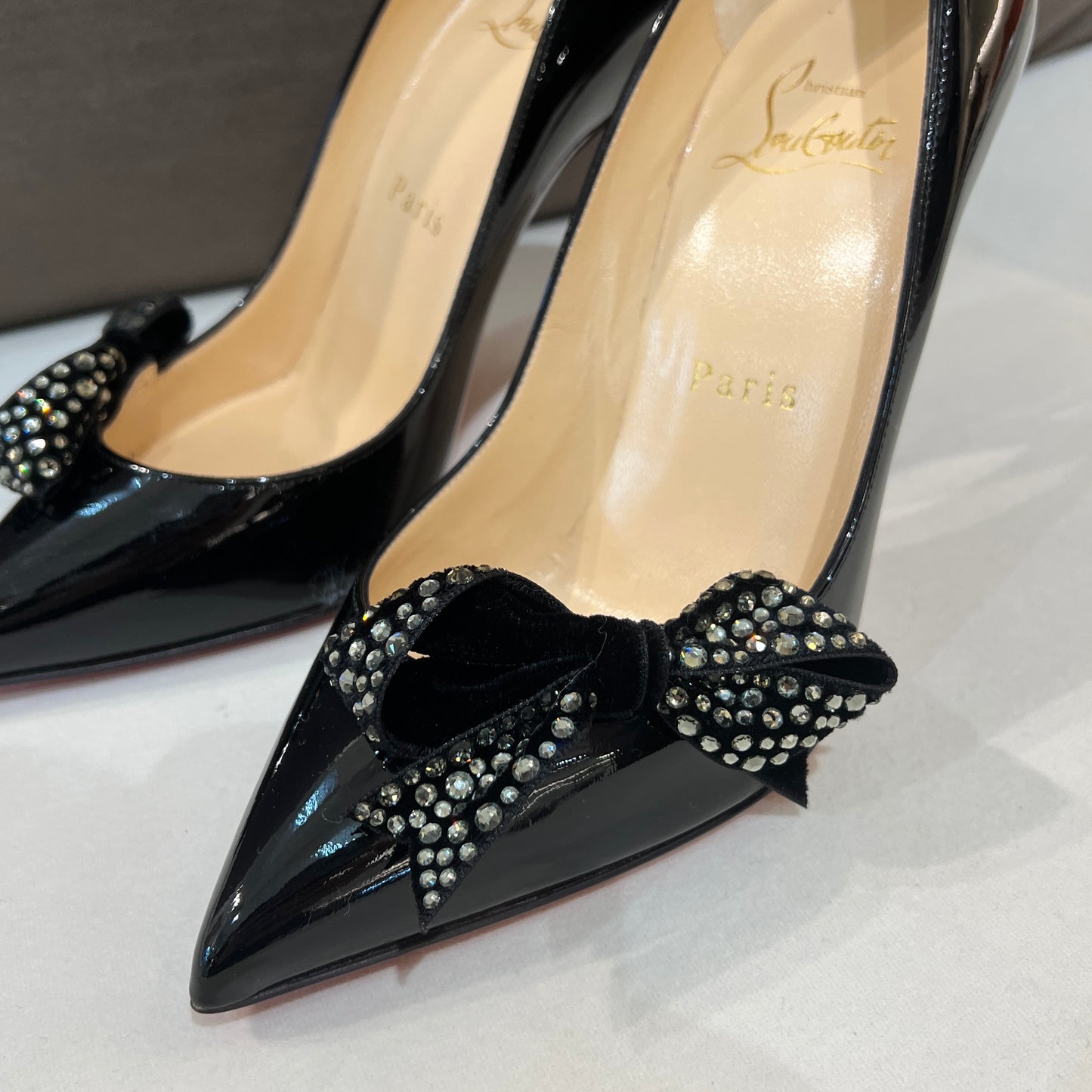 Christian Louboutin Patent Leather Pumps With Shining Ribbon (Size 35)