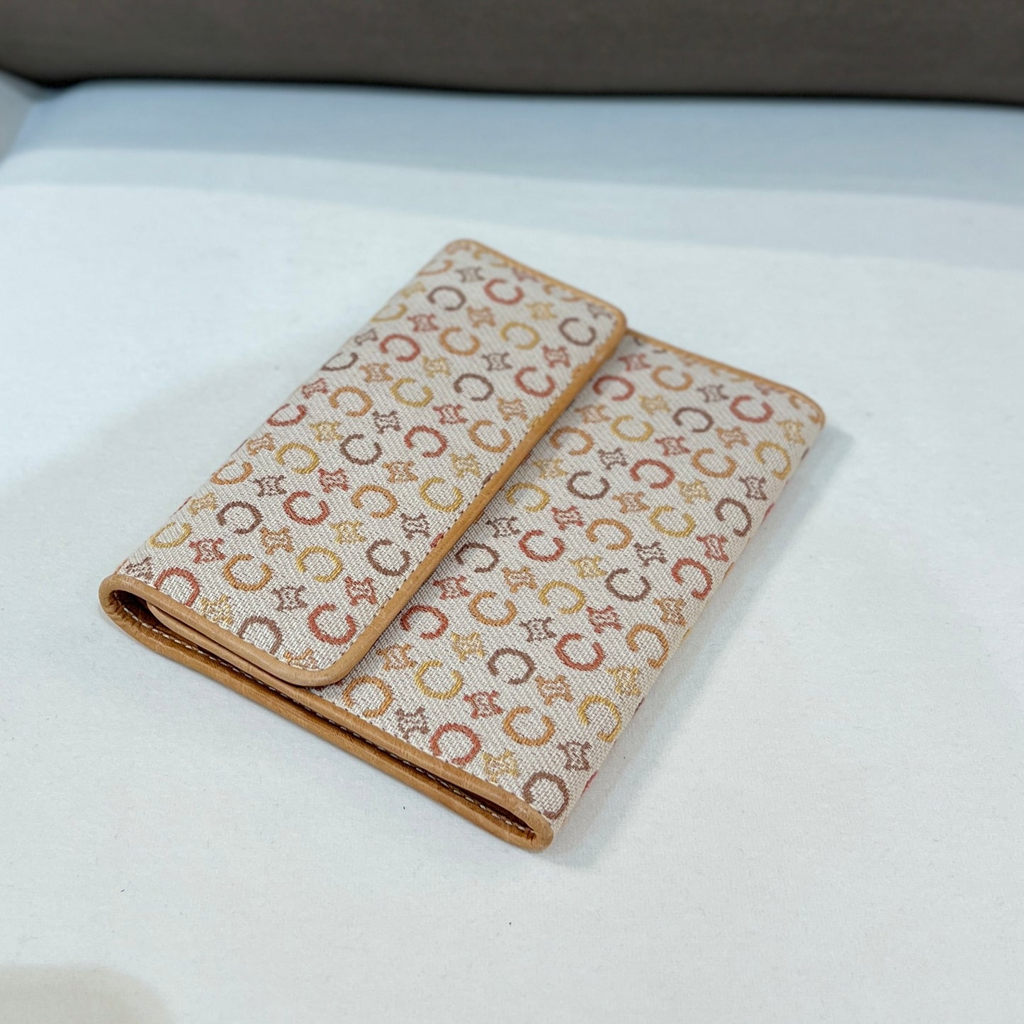 Celine C Triomphe Monogram Trifold Wallet In Multi Colors