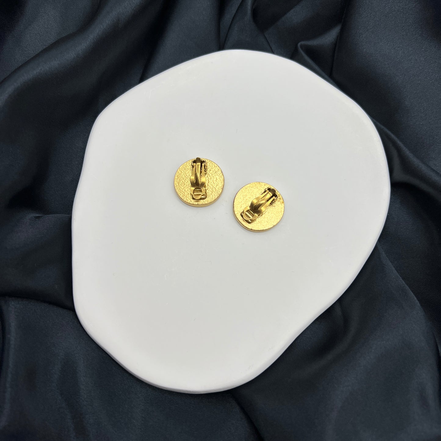 Chanel Cc Logo Orange Color Clip-On Earrings