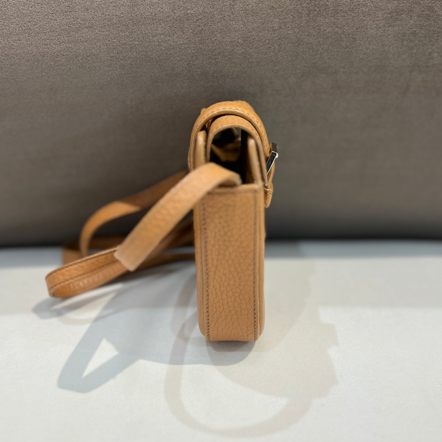 Loewe Vintage Grained Leather Mini Pouch In Tan Color