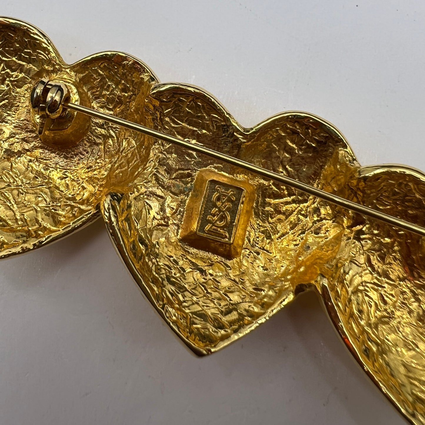 Yves Saint Laurent Vintage Three Heart Golden Brooch