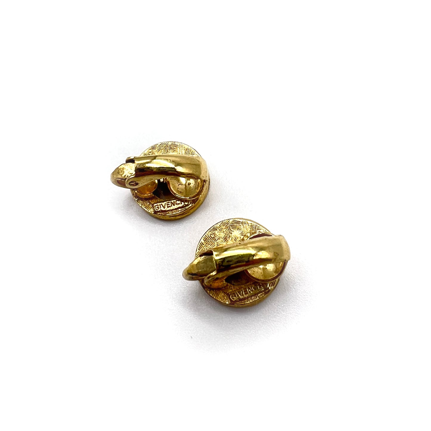 Givenchy Vintage G Logo With Rhinestone Goldenclip-On Earrings
