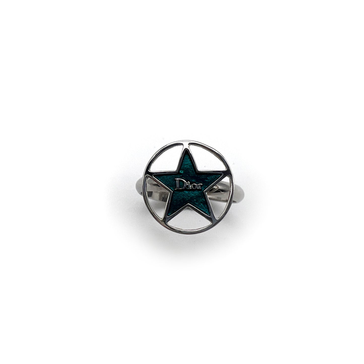 Christian Dior Vintage Green Star Open Rings #15