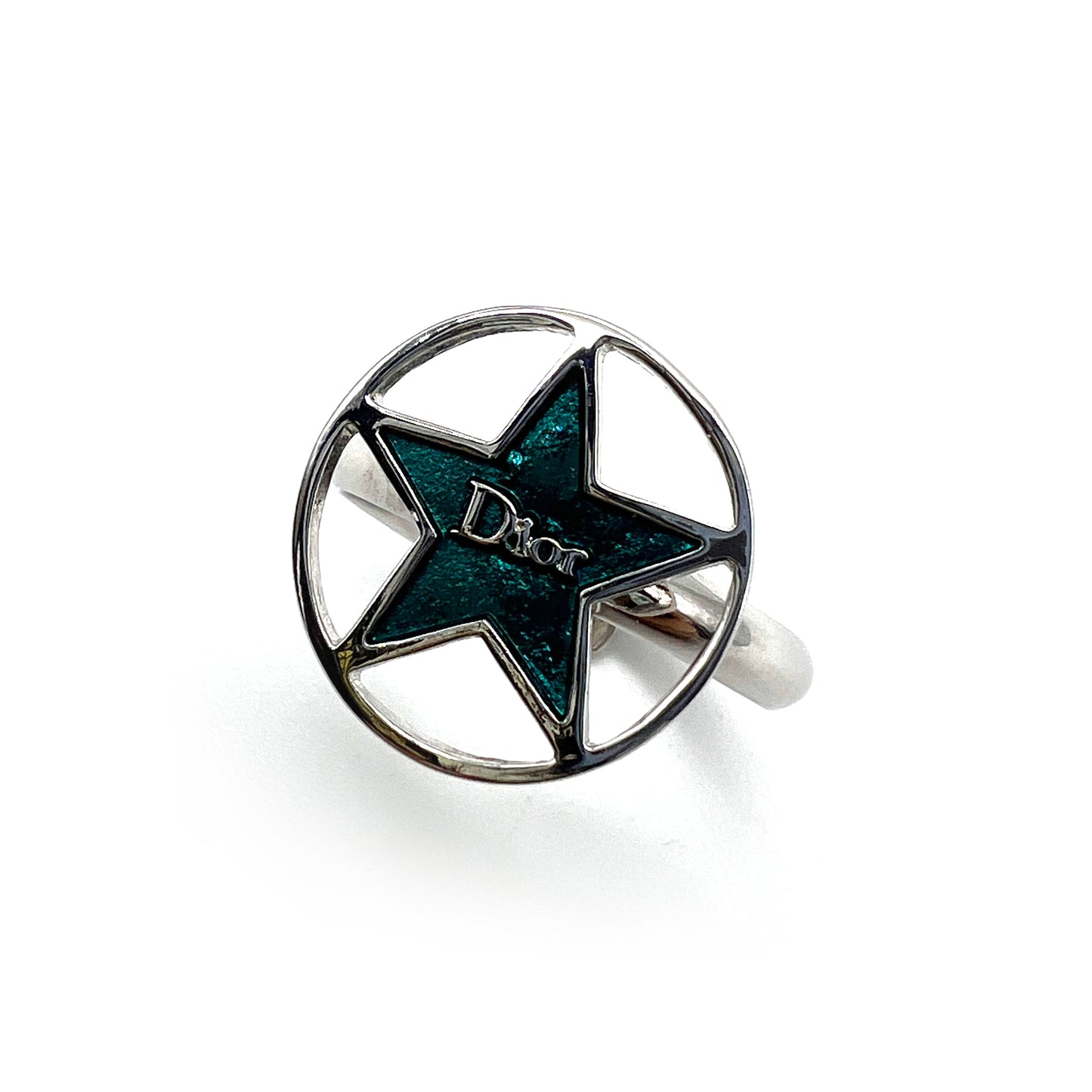 Christian Dior Vintage Green Star Open Rings #15