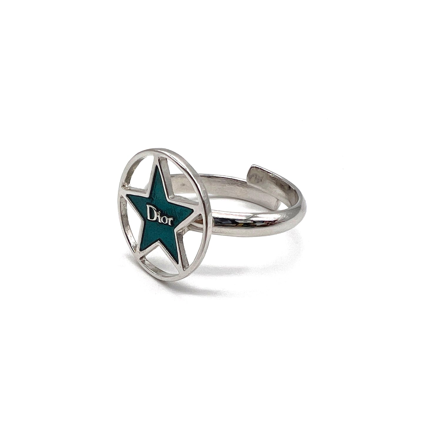 Christian Dior Vintage Green Star Open Rings #15