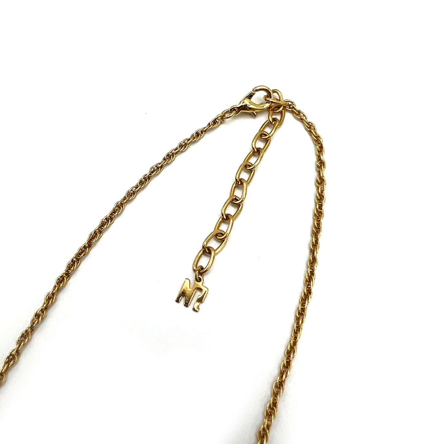 Nina Ricci Vintage Nr Logo With Rhinestone Golden Necklace