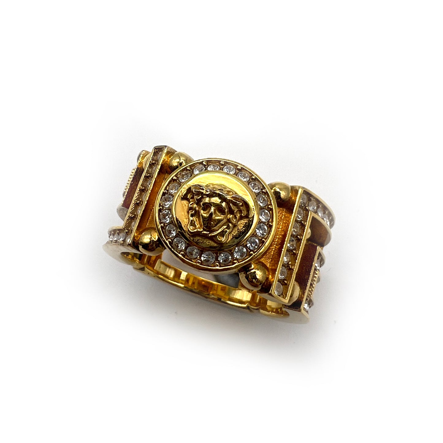 Versace Vintage Medusa Icon With Rhinestone Ring #21