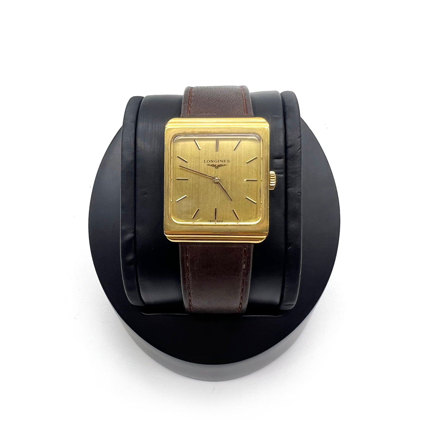 Longines Vintage Golden Square with Brown Leather Strap Watch