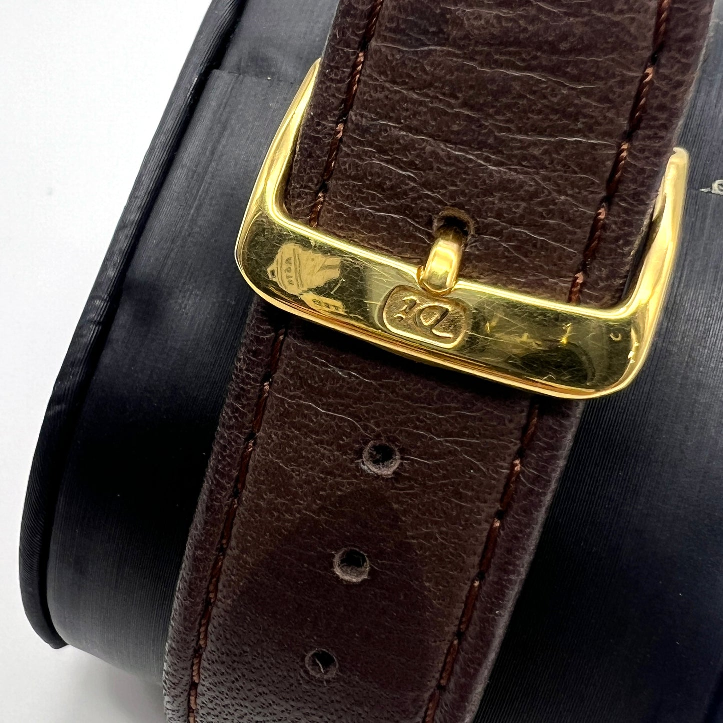 Longines Vintage Golden Square with Brown Leather Strap Watch