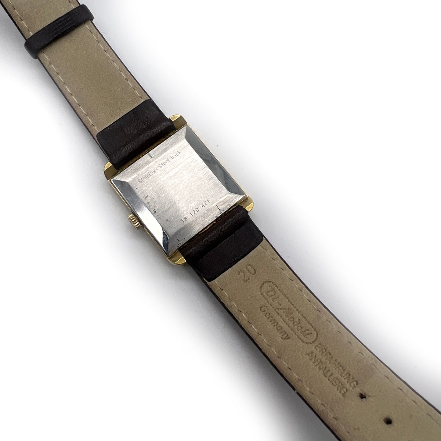 Longines Vintage Golden Square with Brown Leather Strap Watch