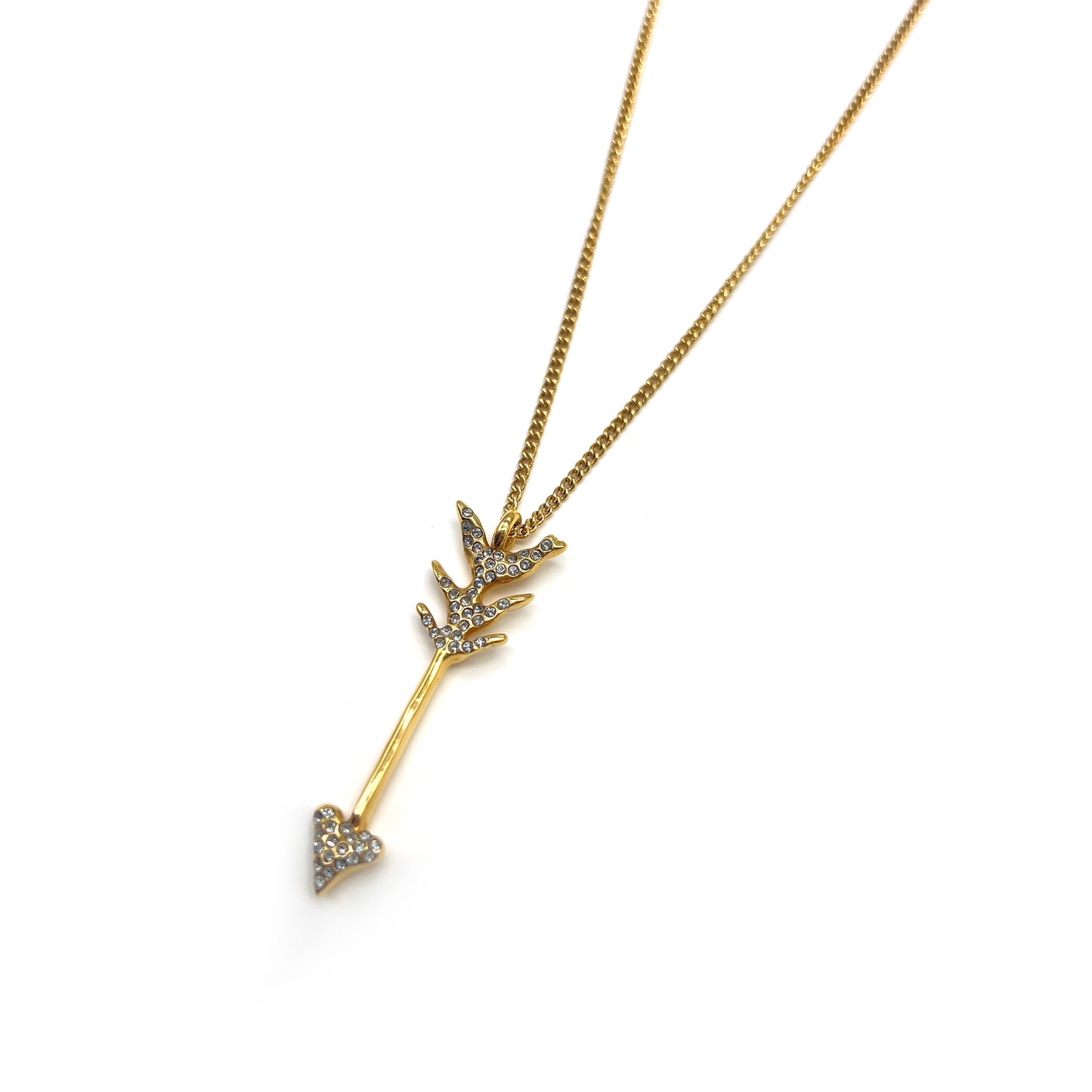 Missing - Mira - Givenchy Vintage Rhinestone Arrow Golden Necklace