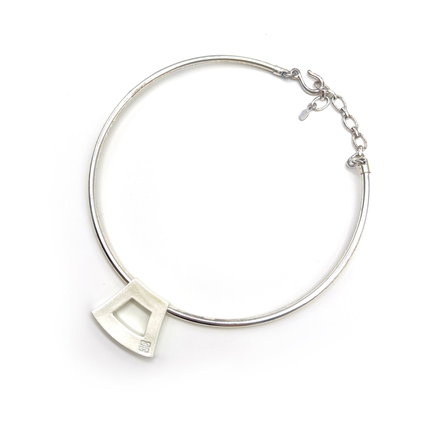 Givenchy Vintage White Givenchy Logo In Silver Necklace
