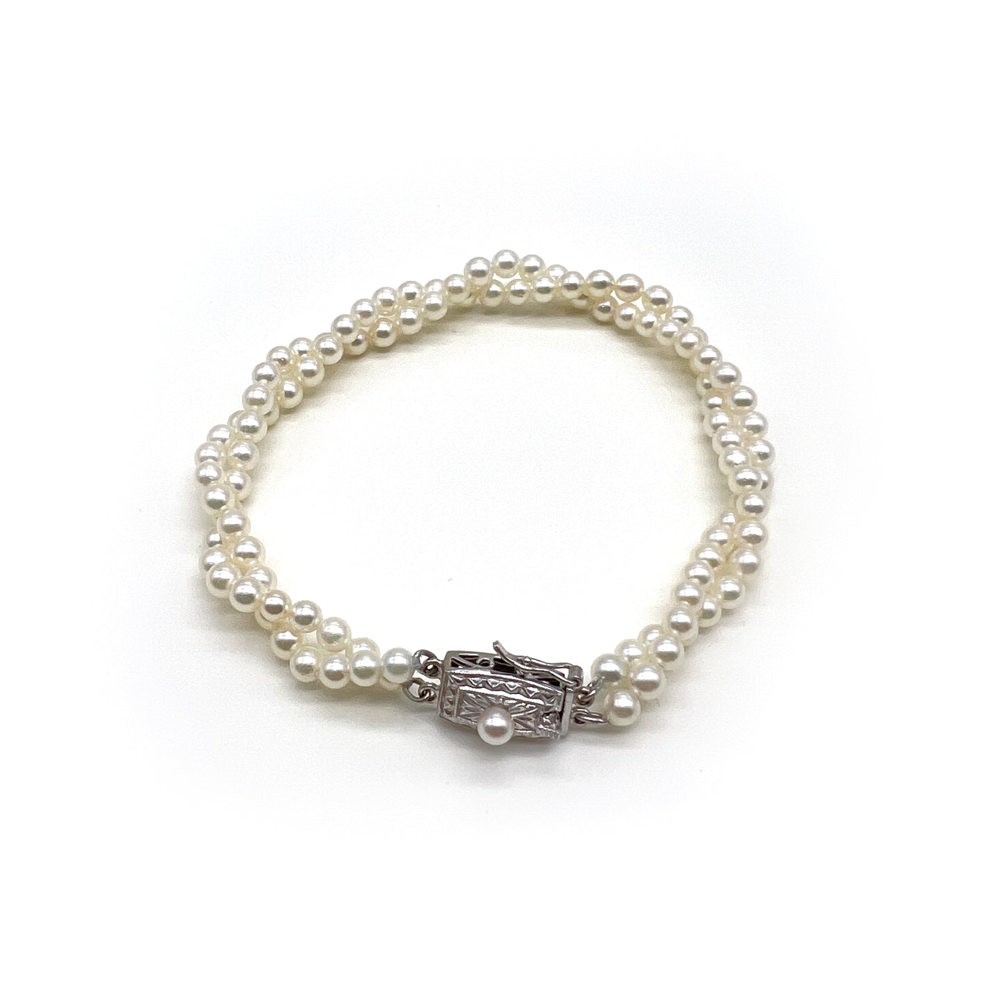 Tasaki 復古 Akoya 珍珠 14K 白金手鍊