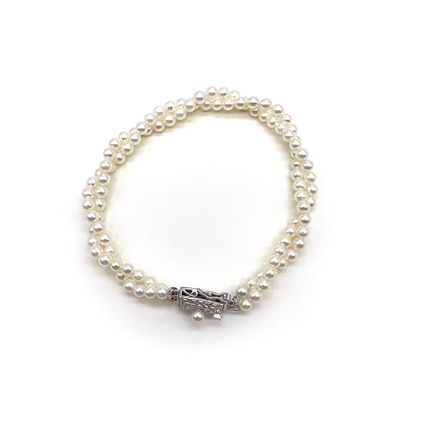 Tasaki 復古 Akoya 珍珠 14K 白金手鍊