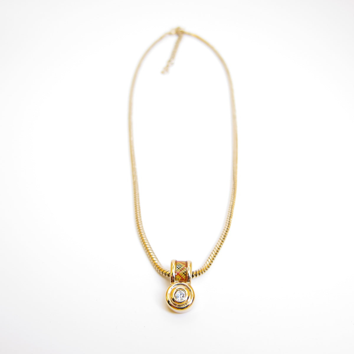 Burberry Vintage Check And Rhinestone Golden Necklace