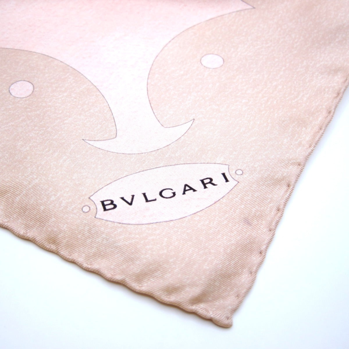 Bvlgari Vintage Dessert Motif Pink Silk Scarf