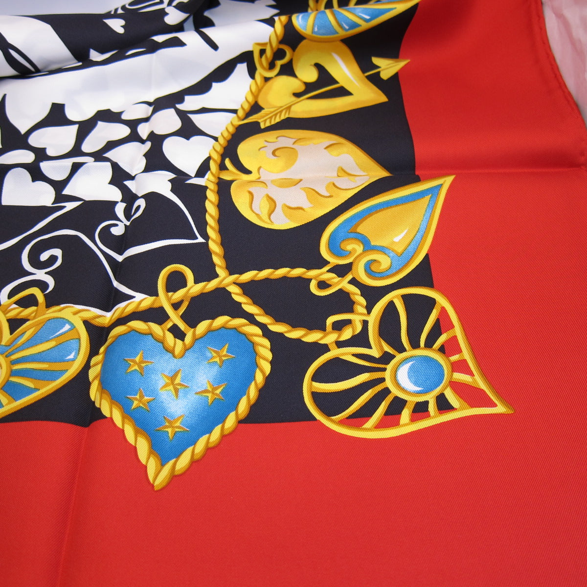 Celine Vintage Heart Motif Silk Scarf