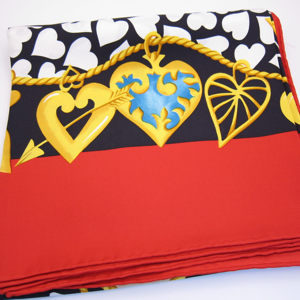 Celine Vintage Heart Motif Silk Scarf