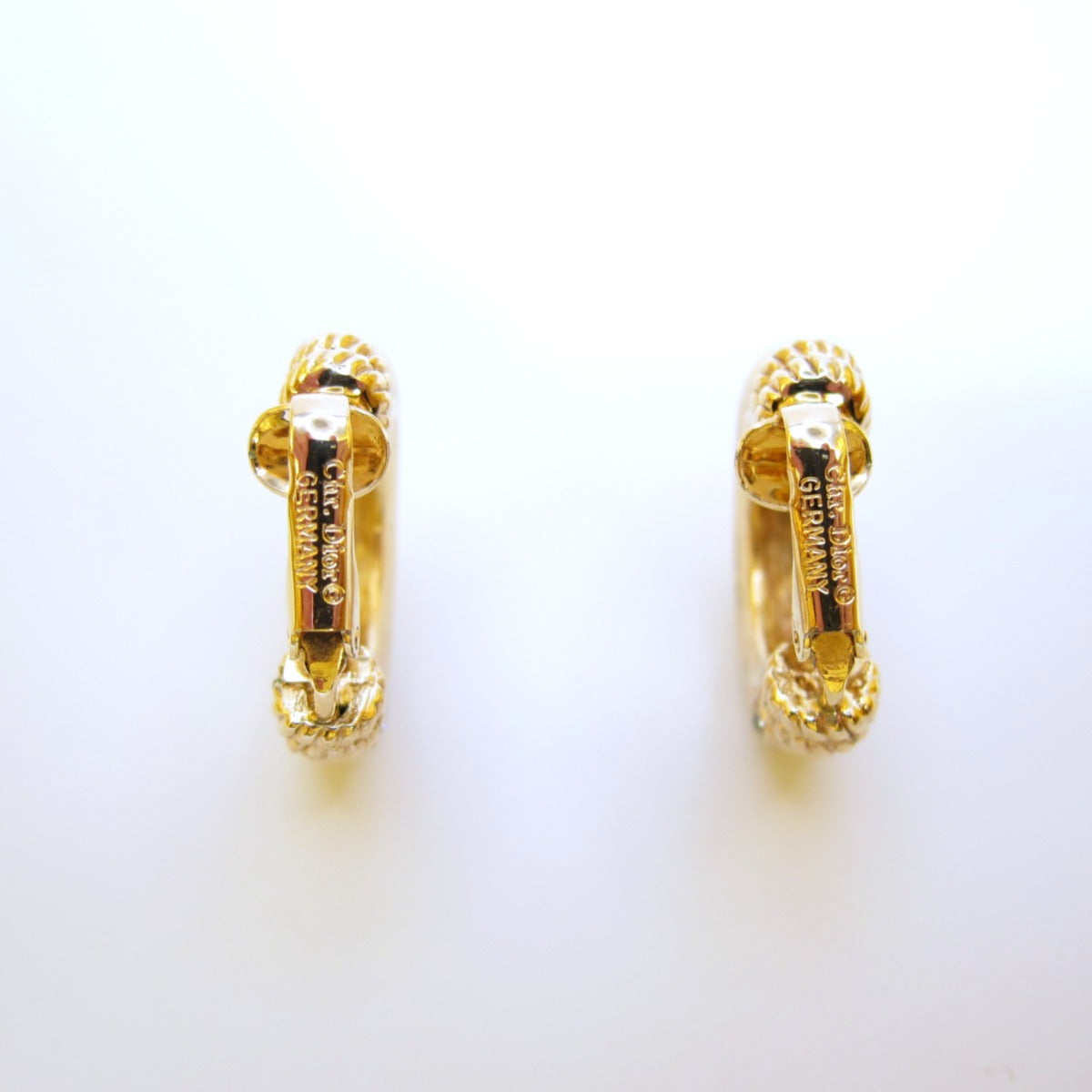 Christian Dior Vintage Stylish Rhinestone Golden Clip-on Earrings
