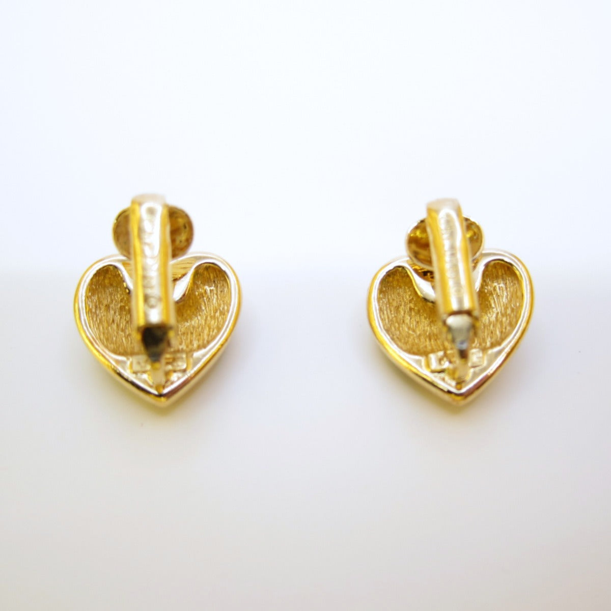 Christian Dior Vintage Heart Shape Black and Rhinestone Golden Clip-on Earrings
