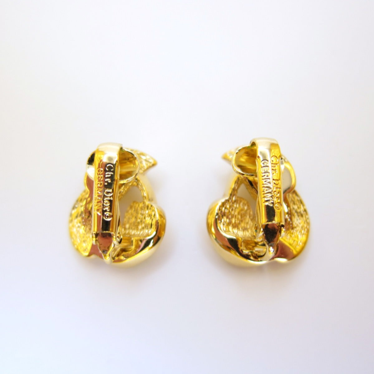 Christian Dior Vintage Leaves and Rhinestone Golden Clip-on Earrings