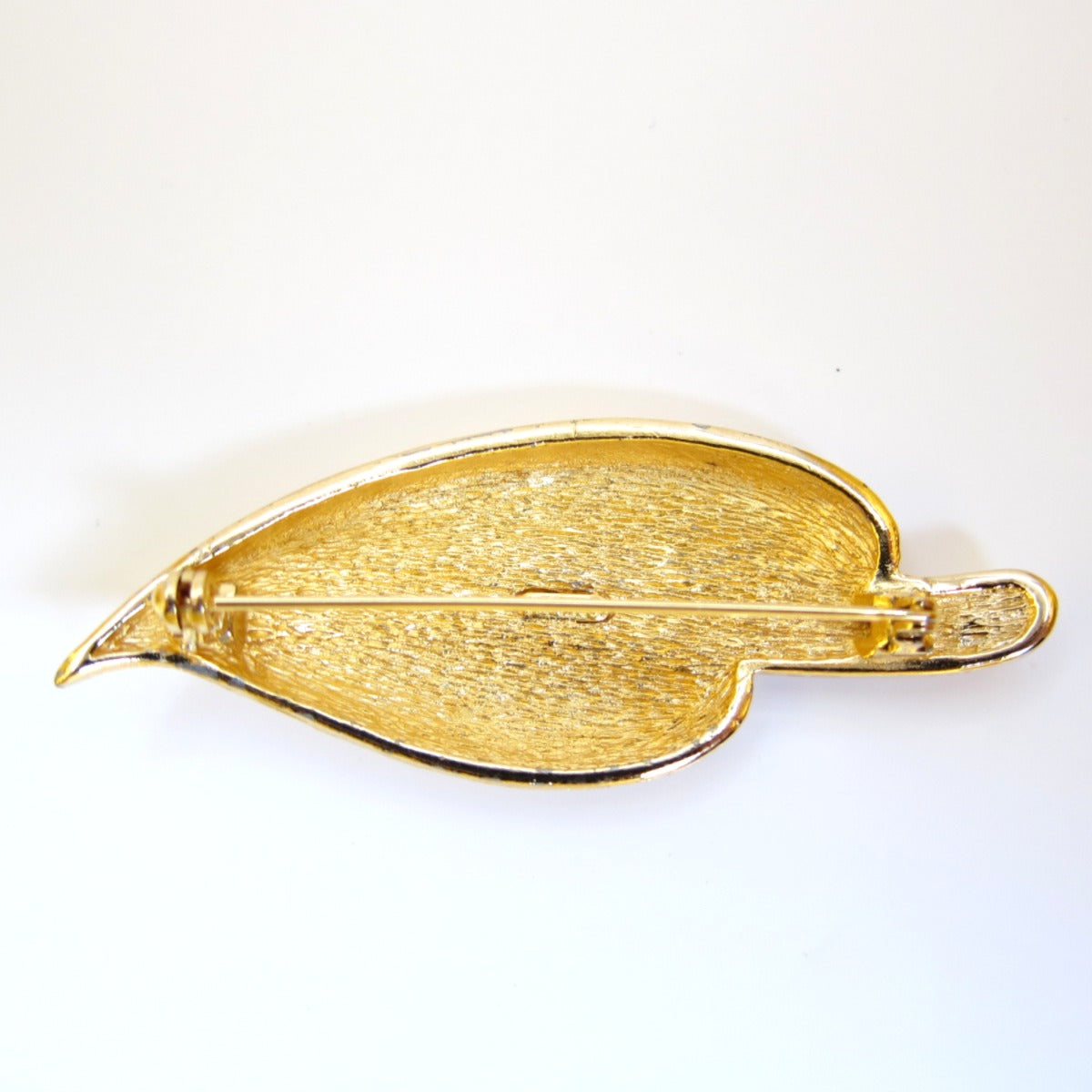 Christian Dior Vintage Leaf Motif with Rhinestone Golden Brooch