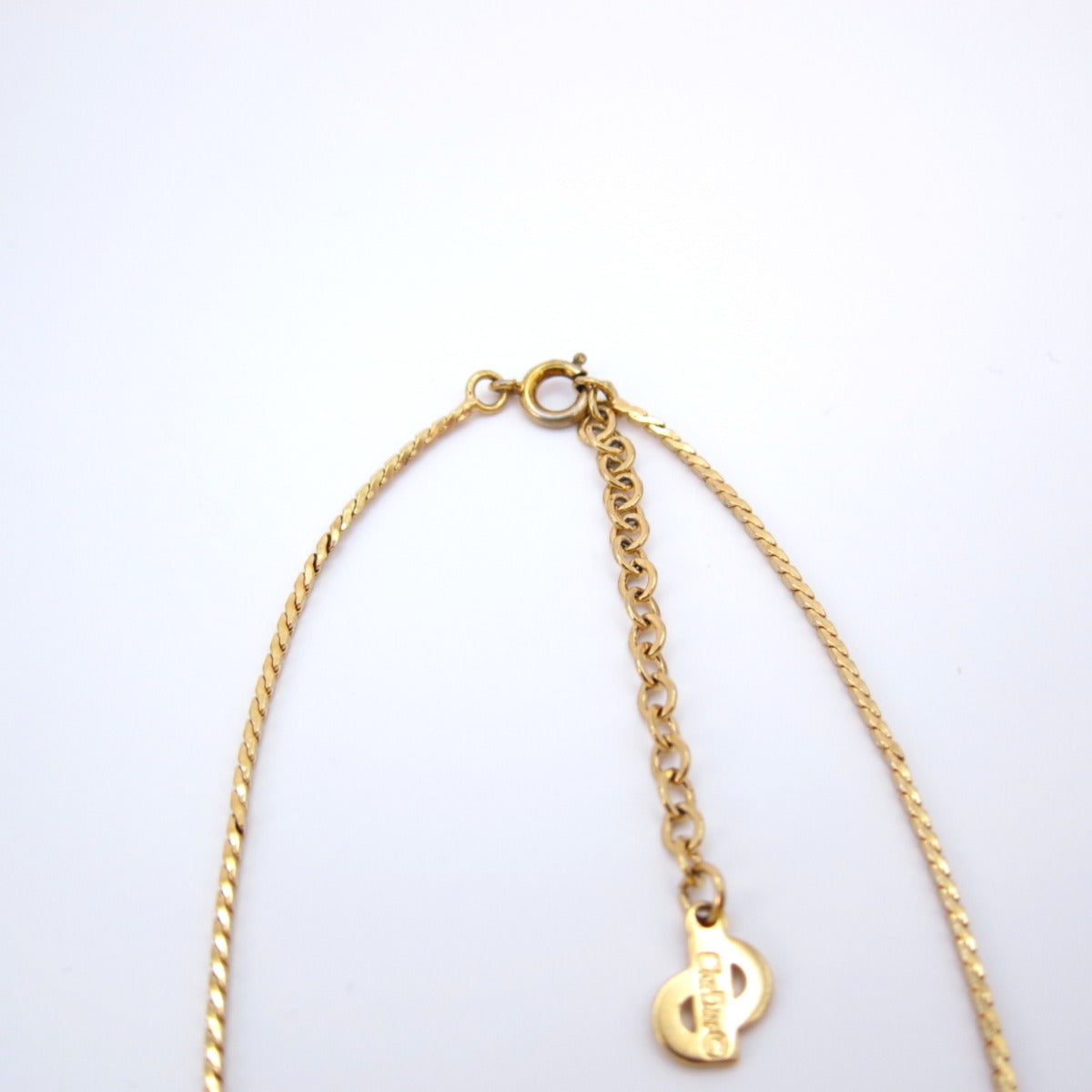 Christian Dior Vintage CD Logo and Rhinestone Golden Necklace