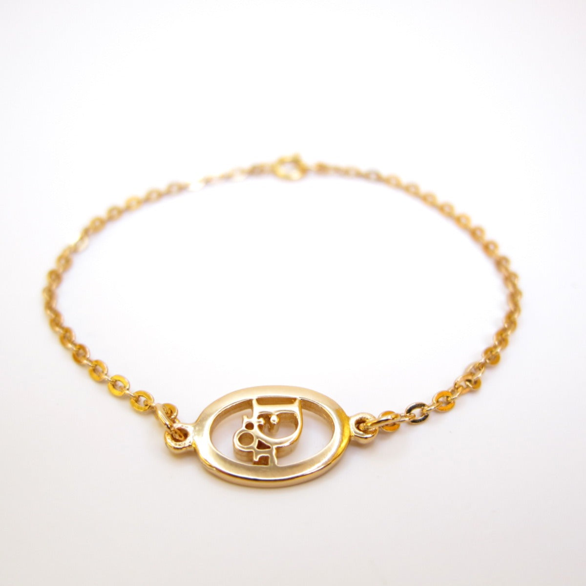 Christian Dior Vintage Dior Logo in Oval Shape Golden Bracelet