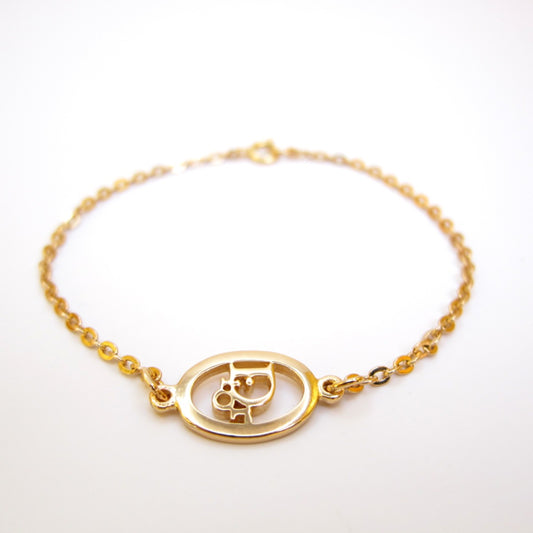 Christian Dior Vintage Dior Logo in Oval Shape Golden Bracelet