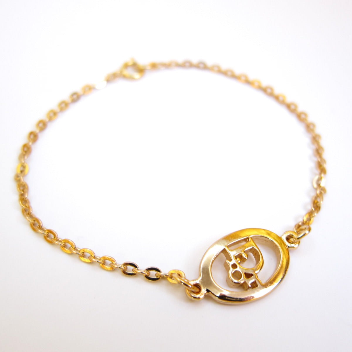 Christian Dior Vintage Dior Logo in Oval Shape Golden Bracelet