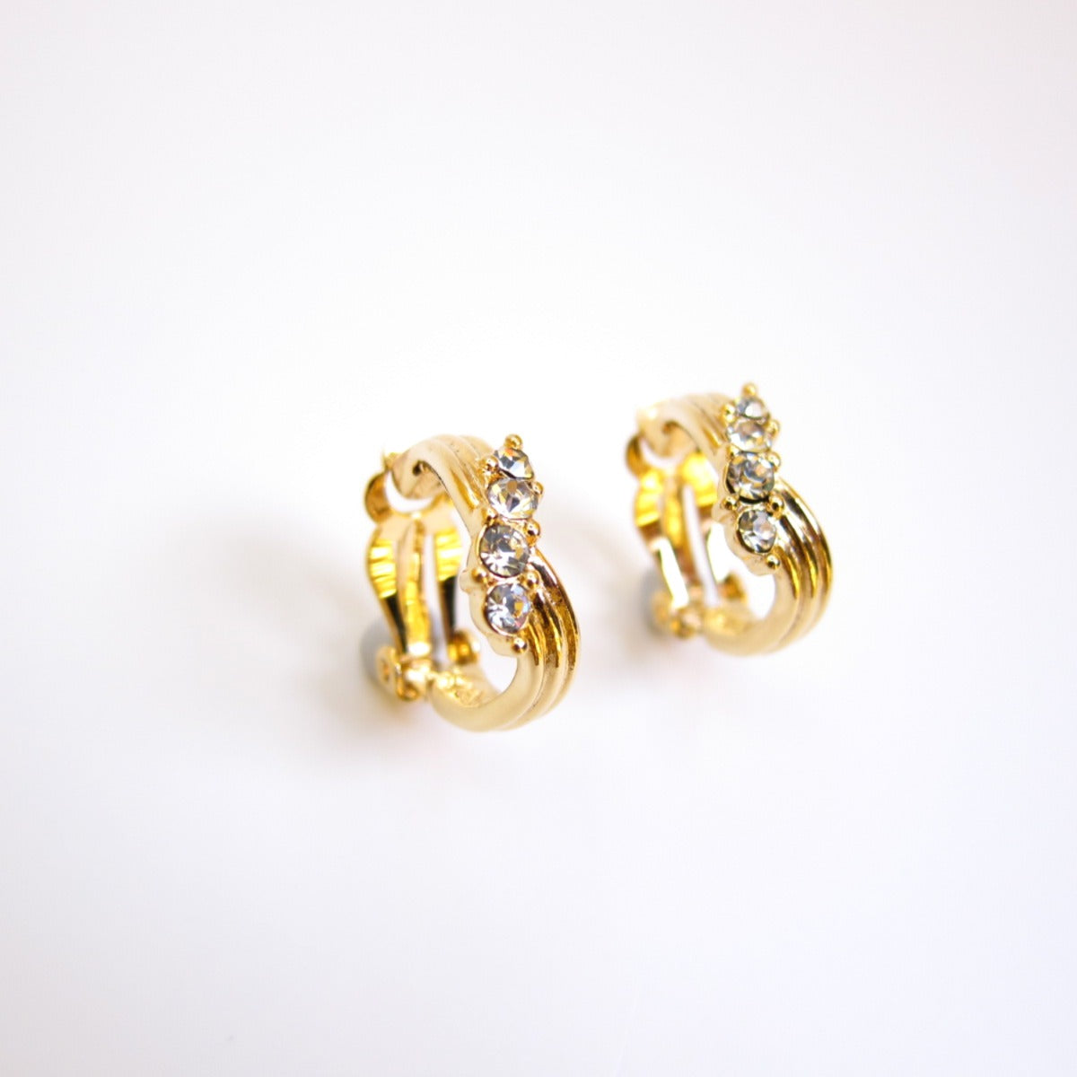 Givenchy Vintage Rhinestone Golden Clip-on Earrings