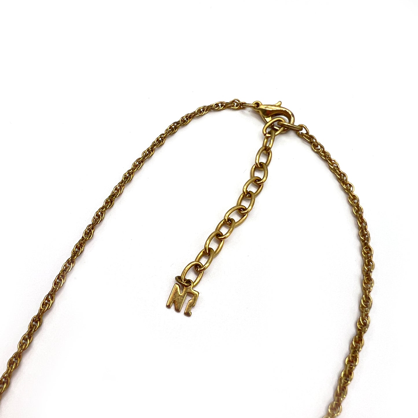 Nina Ricci Vintage Nr Logo with Rhinestone Golden Necklace