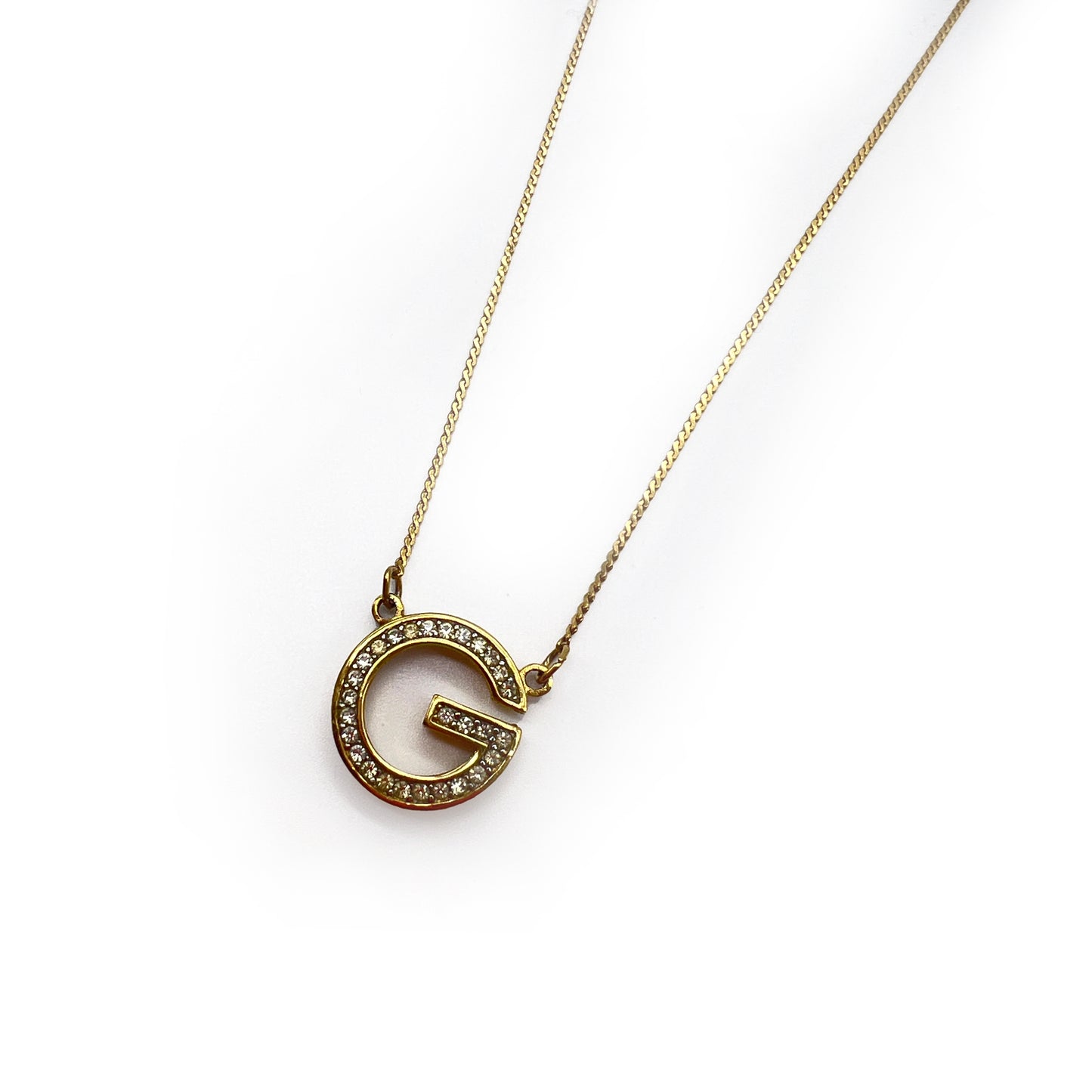 Givenchy Vintage G Logo Rhinestone Golden Necklace