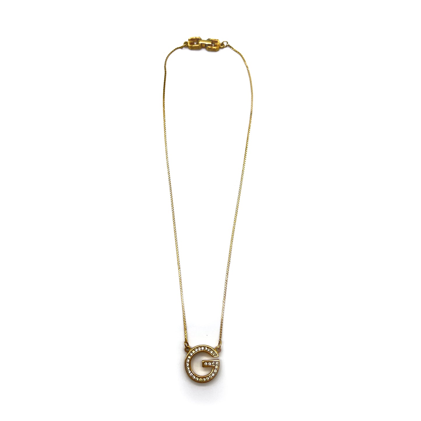 Givenchy Vintage G Logo Rhinestone Golden Necklace