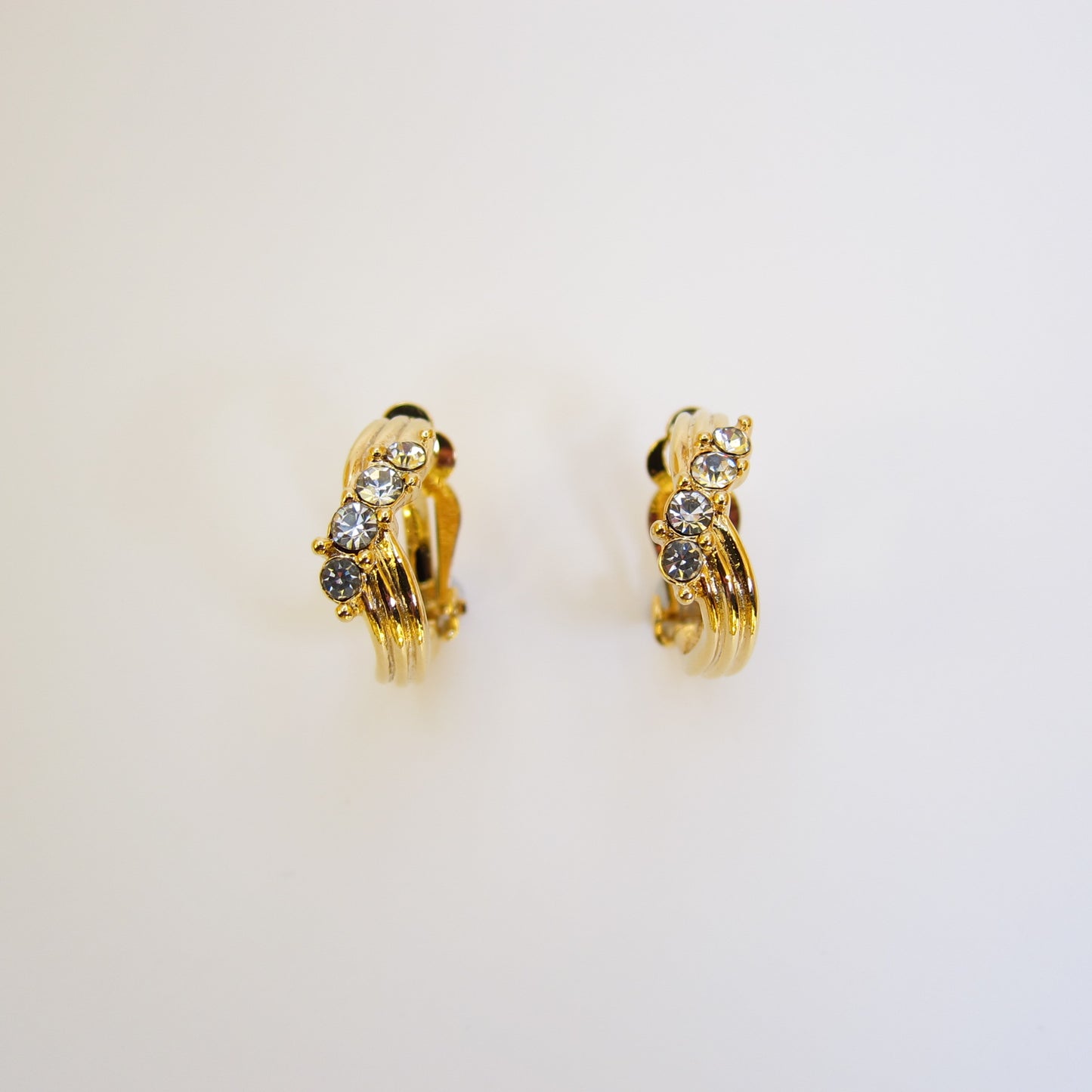 Givenchy Vintage Rhinestone Golden Clip-on Earrings