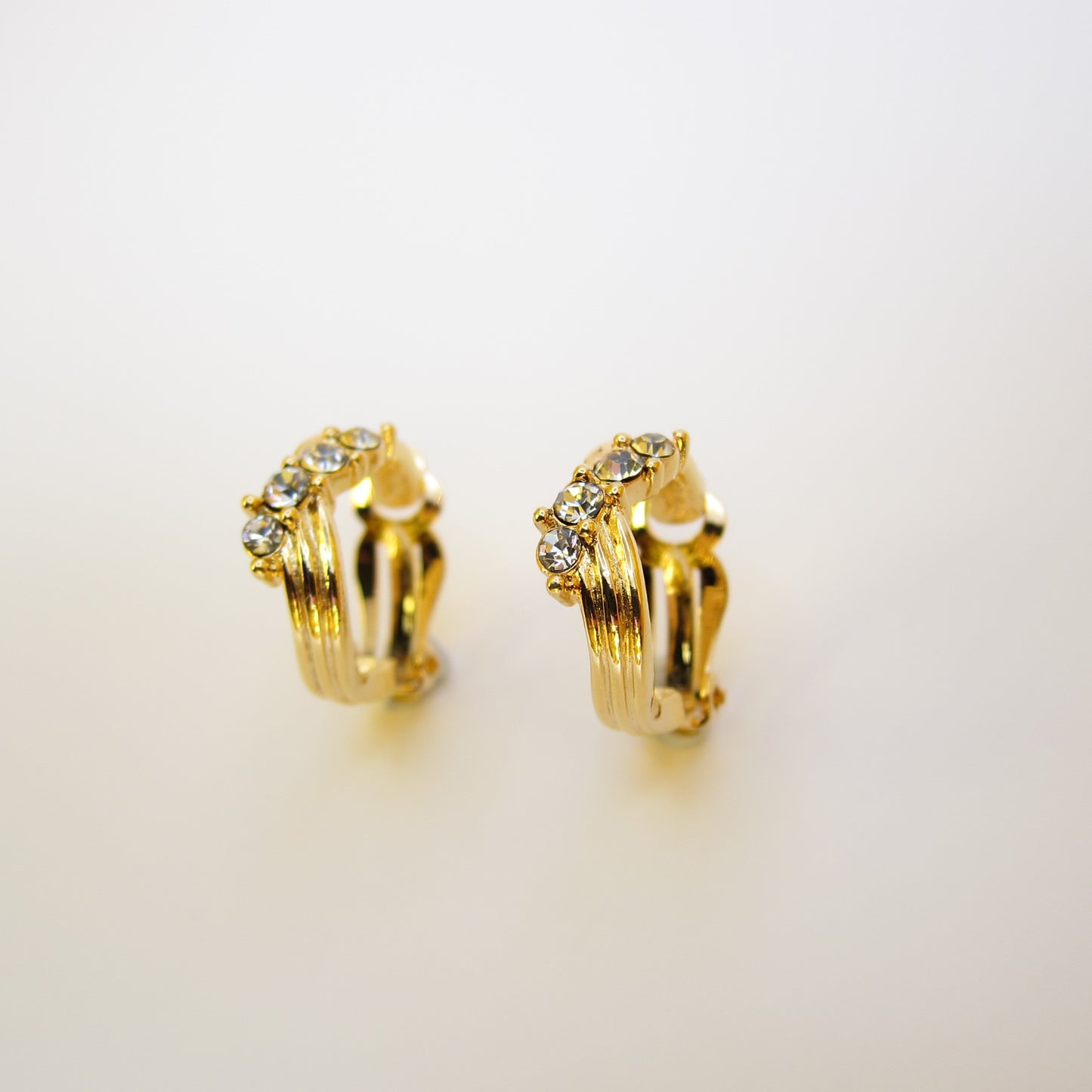 Givenchy Vintage Rhinestone Golden Clip-on Earrings